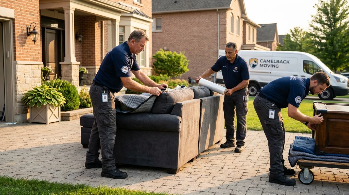 Large estate moving crew wrapping furniture in La Villa, TX